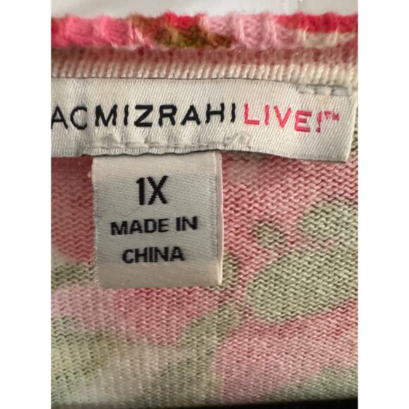 Isaac Mizrahi Live Cardigan Women’s 1X Bold Pink Floral Cottage Core Cardigan - Picture 4 of 4